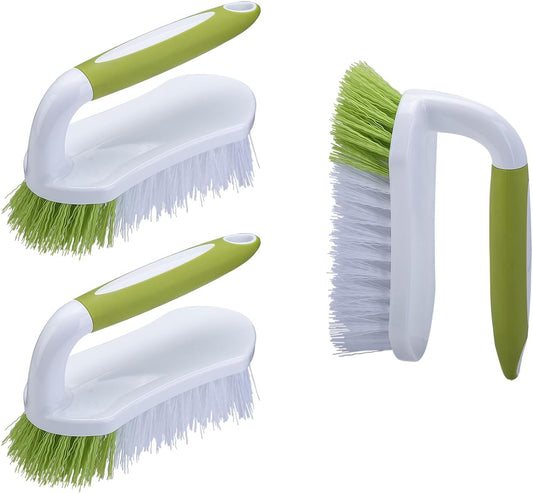 Scrub Brush for Cleaning, Heavy Duty Shower Scrubber with Stiff Bristles for Tub, Sink, Floor, Tile, and Carpet Scrubbing, 3 Pack