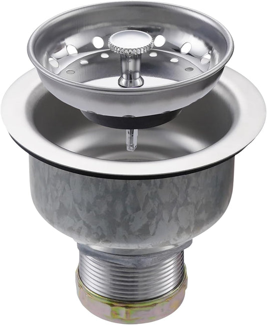 ZM Kitchen Sink Stainless Steel Deep Locking Basket Strainer with Drain Assembly, 3-1/2 Inch Sink Drain Stopper Plug