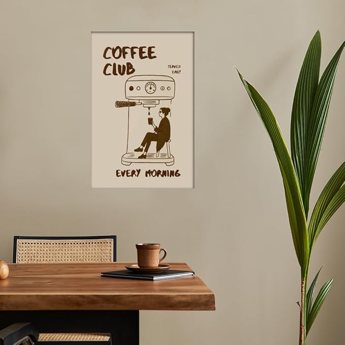 Served Daily Every Morning Sign Wall Art Funny Coffee Club Canvas Print Poster Vintage Kitchen Minimalist Painting Aesthetic Pictures Decor for Cafe Station Bar Cart Bedroom 12x16inch Unframed