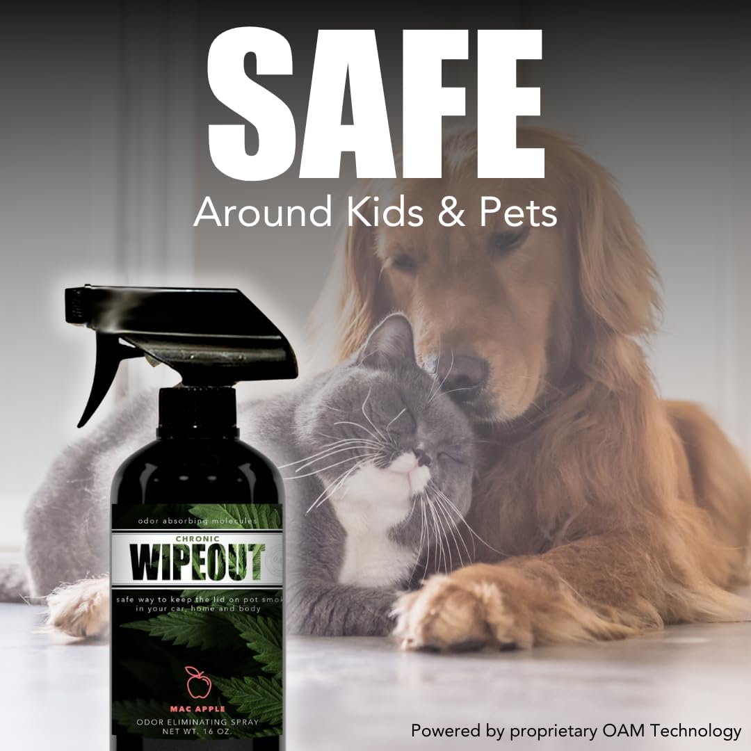 Chronic Wipeout Smoke Odor Eliminator Spray For Strong Odor - Highly Effective for Deodorizing Homes, Clothes, Cars, Office, Hands, & Hair from Smoke Smells - 1 16 oz Bottle Sugar Cookie Fragrance