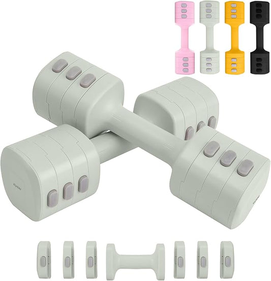Adjustable Dumbbell Set of 2, 4 in 1 Free Weights Dumbbells Set for Women with Fast Adjustment, Each 2lb 3lb 4lb 5lb Hand Weights Set for Home Gym & Outdoor Exercise Training