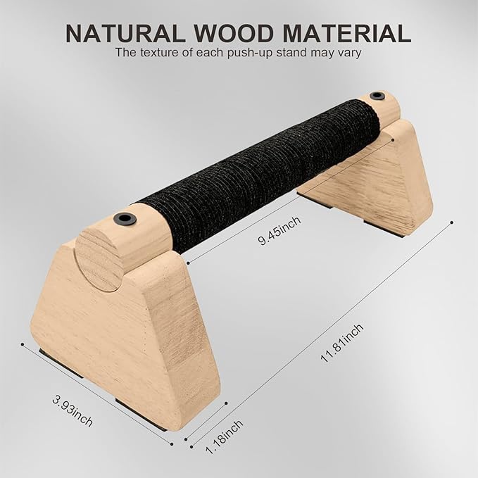 2 PCS Wooden Parallettes Bars, Wood Push Up Bars Calisthenics Equipment with Non-Slip Base, Pushup Handles Fitness Blocks for Men and Women Strength Training