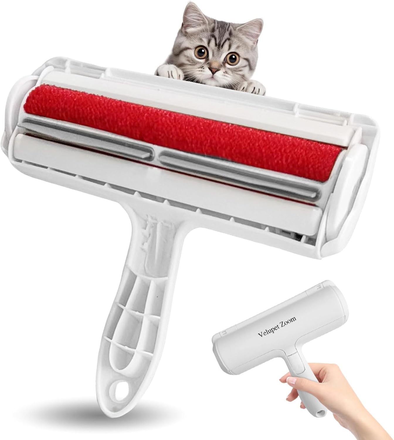 Pet Hair Remover Lint Roller for Pet,Cat Hair Removal Tool Reusable Lint Roller for Furniture, Couch, Carpet, Clothing and Bedding,White Red