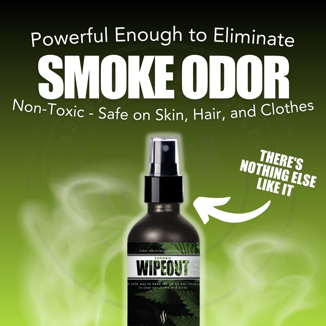 Chronic Wipeout Smoke Odor Eliminator Spray For Strong Odor - Highly Effective for Deodorizing Homes, Clothes, Cars, Office, Hands, & Hair from Smoke Smells - 1 16 oz Bottle Apple Fragrance