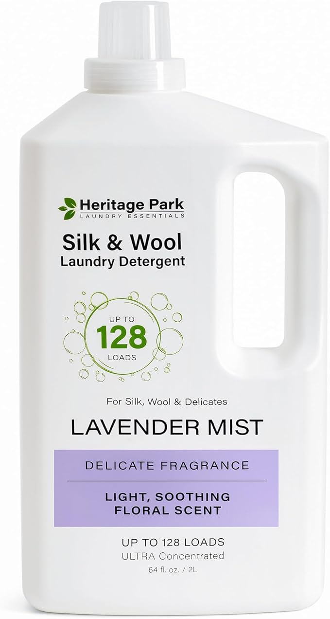Heritage Park Silk & Wool All-Natural Lavender Mist Scent, pH-Neutral Laundry Detergent - Enzyme-Free, Concentrated Up to 128 loads (64 fl oz)