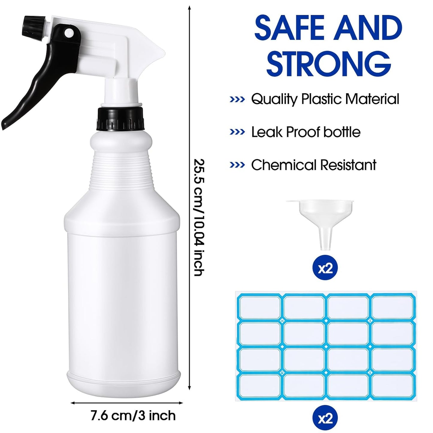 Yinder 18 Pcs 16 Oz Plastic Spray Bottle Bulk Empty Refillable Spray Bottles for Cleaning Solution Leak Proof Water Sprayer with Adjustable Nozzle Mist/Stream Mode(Black,White)