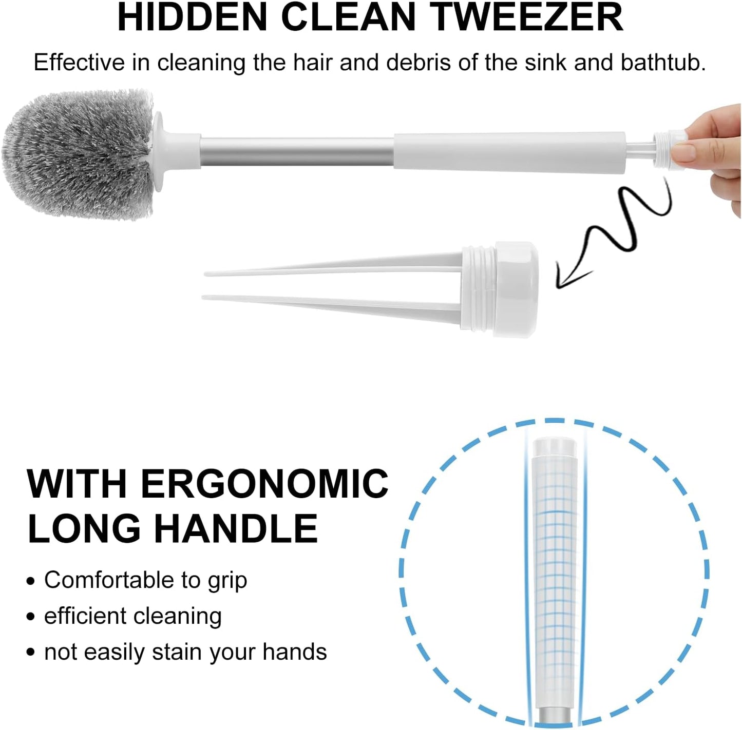 SetSail Toilet Brush, Self Closing Lid Toilet Bowl Brushes Holder and Extra Long Handle Ventilated Toilet Brush Set for Bathroom Cleaning, Nylon Bristles, Pure White