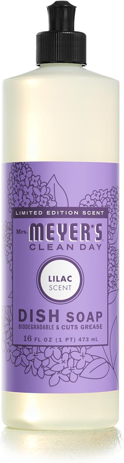 MRS. MEYER'S CLEAN DAY Liquid Dish Soap, Biodegradable Formula, Lilac, 16 fl. oz