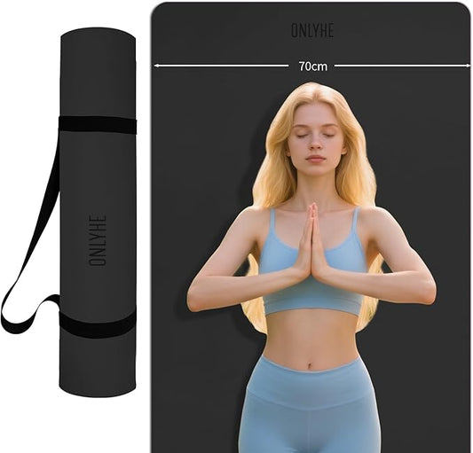 Yoga Mat Extra thick 8mm Exercise mat, Soft Lightweight TPE Fitness Mat with strap, High Elasticity, Anti-fatigue,non-slip mat for Women, Yoga, Camping, Travel, Gym & Outdoor | 72"L x 0.32"Th