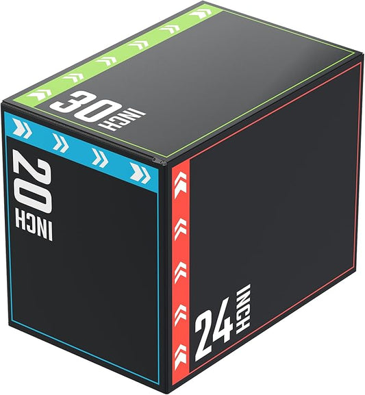 3-in-1 Plyometric Box, Jumping Exercise Equipment Trainer with Non-Slip Surface for Workout Training, Pro-Duty HIIT Exercise Foam Plyo Box, Home Gym