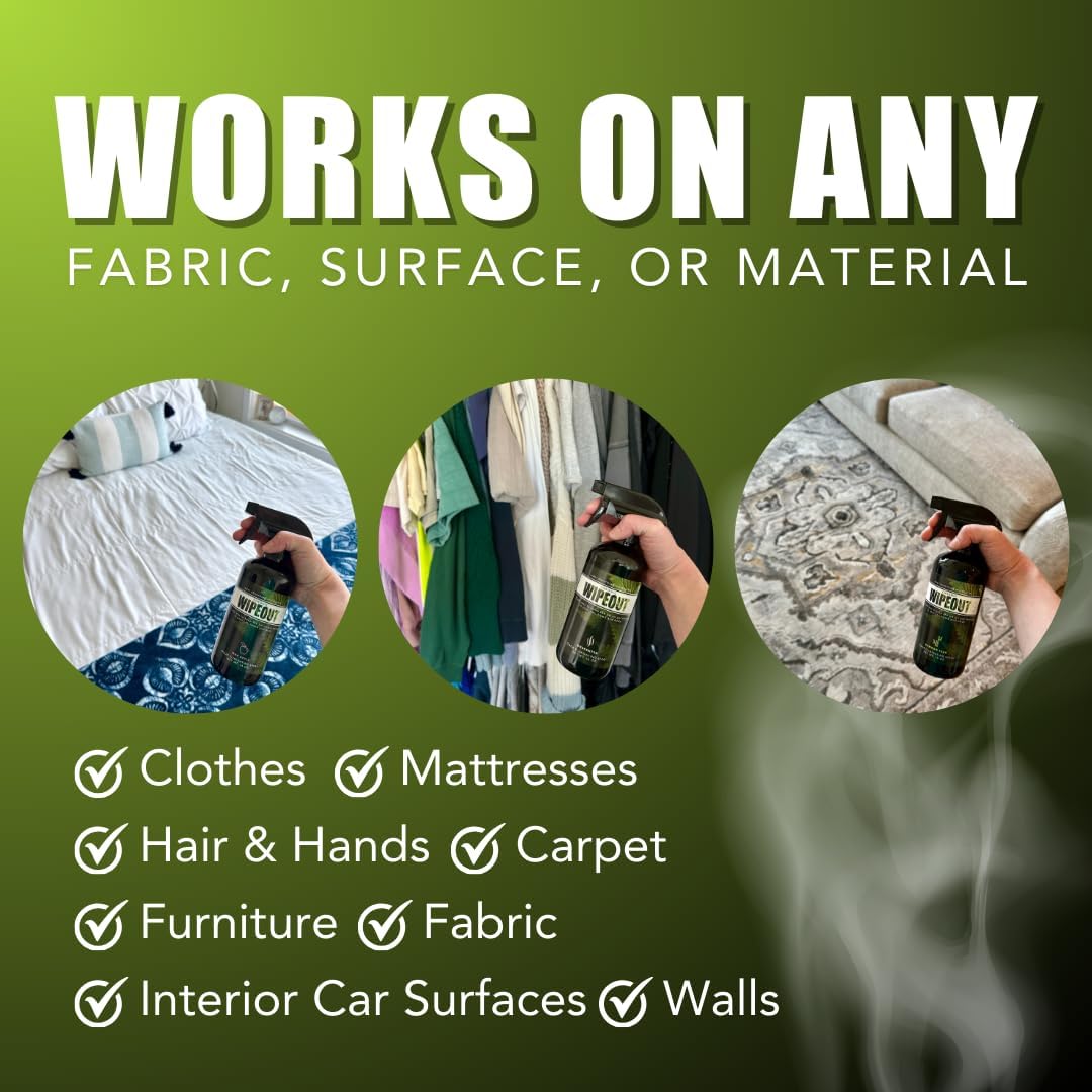 Chronic Wipeout Smoke Smell Eliminator for Home, Cars, Clothes, & More | Smoke Odor Eliminating Spray for All Kinds of Strong Smoke Gifts for Smokers - Apple, Bamboo Teak, & Sugar Cookie 3 Pack - 4 oz