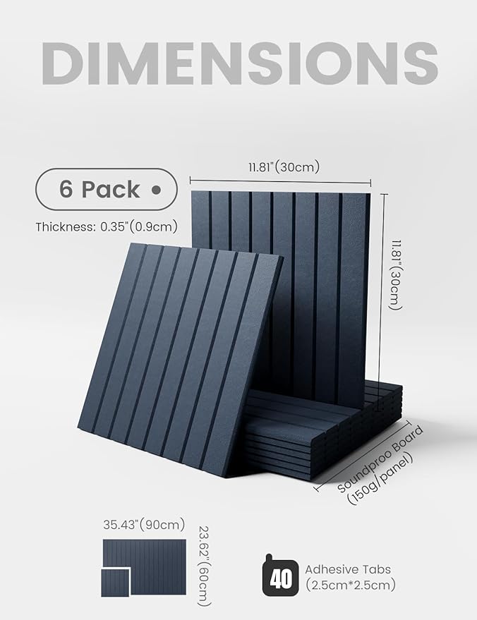 Large Felt Bulletin Board 36" x 24" Cork Board Alternative-6 Pack with 40 Safe Removable Adhesive Tabs, Cork Boards for Walls Cork Board for Home Office Classroom Pin Board (Denim Blue)