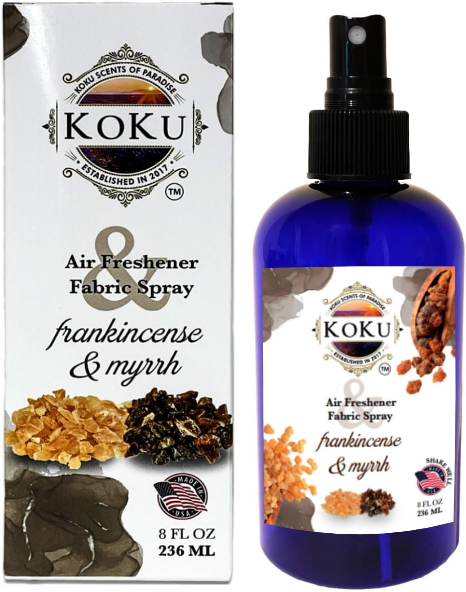 Frankincense Myrrh Air Freshener - Room Spray - Odor Eliminator - Deodorizer - Car Air Freshener - Home Spray - Linen Spray - Fabric Refresher - Non-Toxic - Alcohol Free (8 Oz)