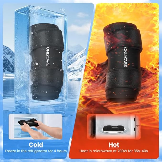 Elbow Ice Pack, ONLYCARE Soothing Compression Sleeve for Injuries, Upgraded Adjustable Gel Ice Pack, Hot & Cold Therapy, Reusable for Tennis Elbow, Arthritis, Tendonitis Pain Relief