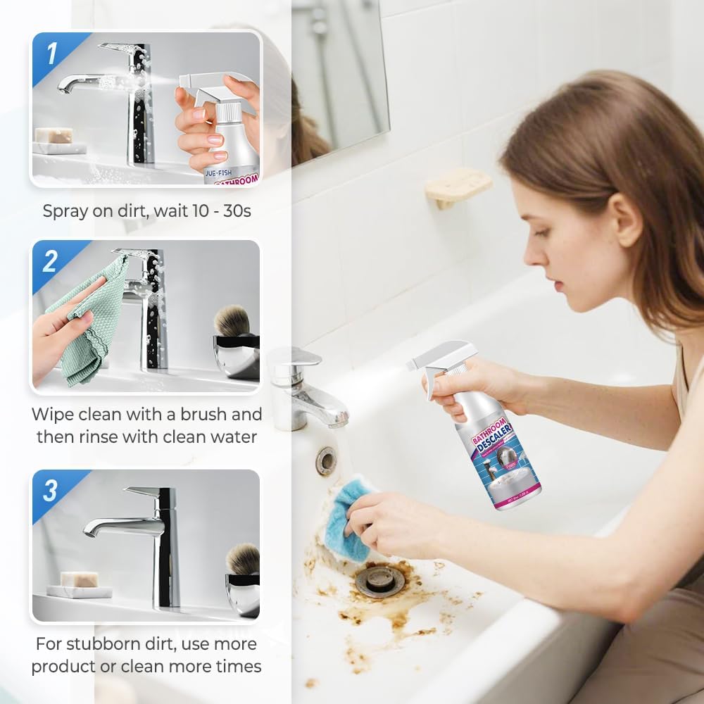 Bathroom Descaler Foam Cleaner, 2025 Upgrade Multipurpose Stubborn Stains Cleaner for Shower Room Glass Sink Toilet 100ml (1)