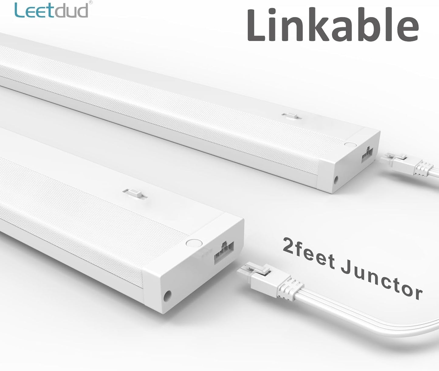 LED Under Cabinet Lighting Hardwired or Plug in, 16 Inch 8W, Dimmable 5 Color 2700K/3000K/3500K/4000K/5000K, Linkable Eyes Care Design Counter Lights for Kitchen, Sink, ETL Listed, White