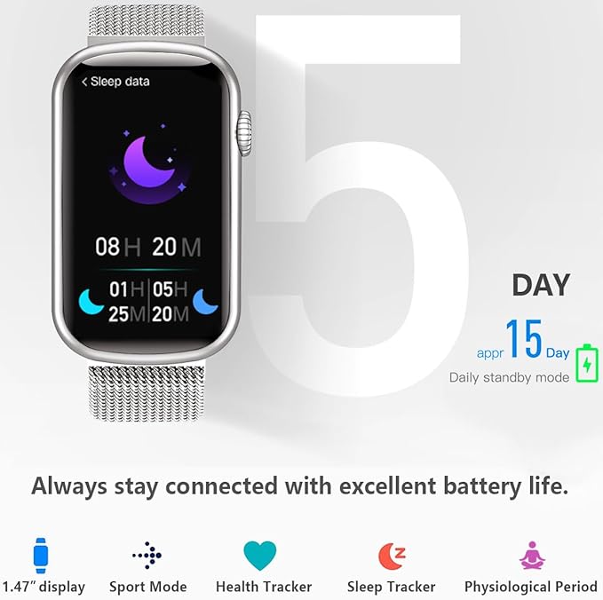 FITVII Slim Fitness Tracker with Blood Oxygen, Blood Pressure, 24/7 Heart Rate and Sleep Tracking, IP68 Waterproof Activity Trackers and Smart Watches with Step Tracker, Pedometer for Women Men