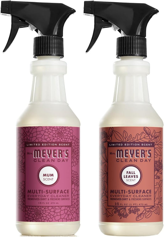 Mrs. MEYER'S CLEAN DAY Multi-Surface Cleaner 2 Pack Variety, 16 OZ Each, 1 CT (Mum + Fall Leaves)