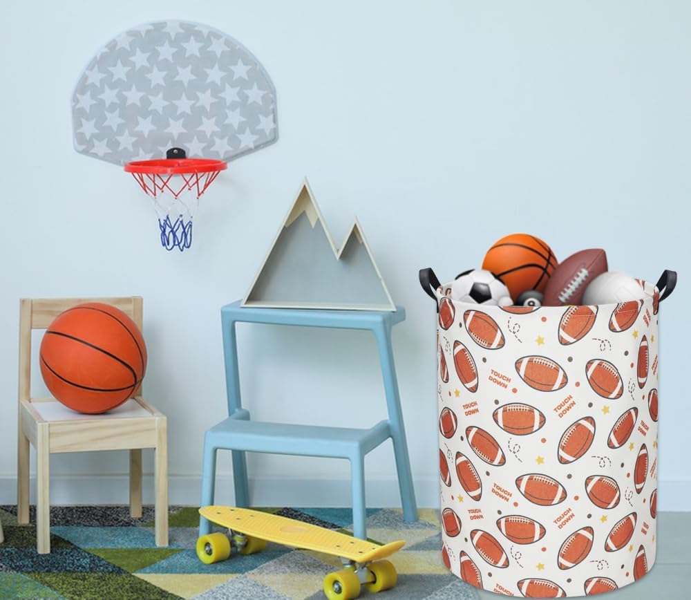 HIYAGON Football Kids Laundry hamper Baby Hamper for Nursery Boy Cute Kids Toys Storage Bin Organizer Football Room Decor for Home(Footballs)