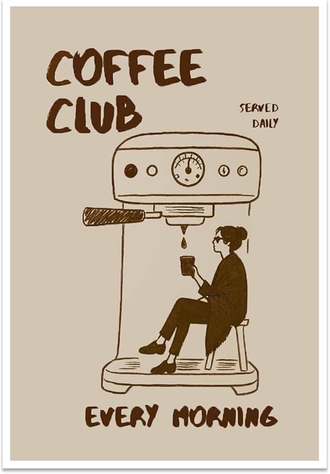 Served Daily Every Morning Sign Wall Art Funny Coffee Club Canvas Print Poster Vintage Kitchen Minimalist Painting Aesthetic Pictures Decor for Cafe Station Bar Cart Bedroom 16x24inch Unframed