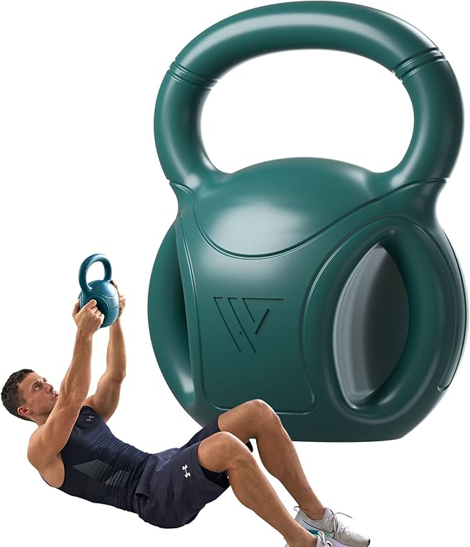 RUNWE 3 Handle Kettlebells Weight - Weight for Women Options 5, 10, 15 and 20 LB for Russian Twists AB Exercise, Weightlifting and Core Fitness Exercise Home Gym [Single in Sold]