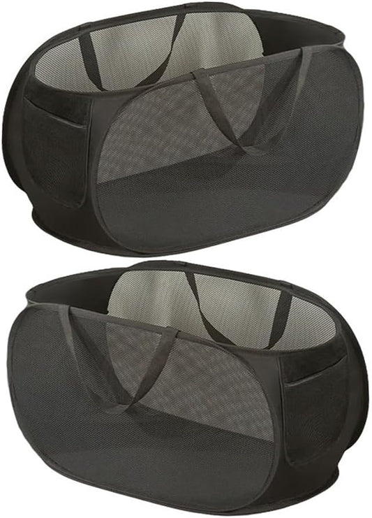 2 Pcs Mesh Popup Laundry Hamper, Opening Laundry Basket,Popup Laundry Basket with Durable Handles,Foldable Pop-up Mesh Hamper Dirty Clothes Basket for Clothes & Laundry-Home Organization