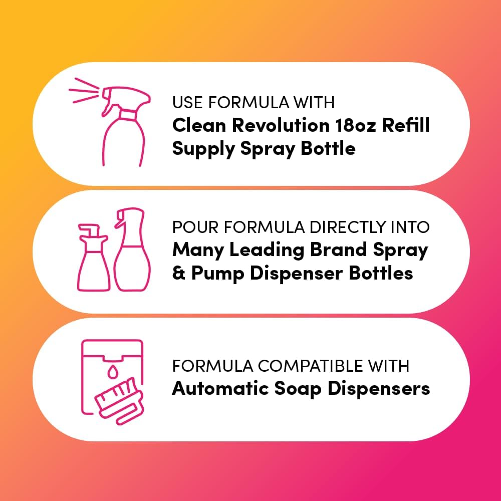 Clean Revolution SuperWash Dish Soap Spray 64oz Refill Supply Container, Ready to Use Formula, Citrus Fragrance, 1 Pack
