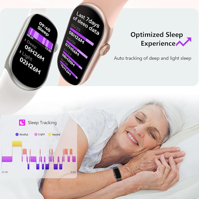 FITVII Ole Fitness Tracker, 1.6'' AMOLED Fitness Watch with 24/7 Heart Rate and Blood Pressure Monitor, Blood Oxygen Sleep Tracking Step Calories Counter IP68 Waterproof Activity Tracker for Women Men