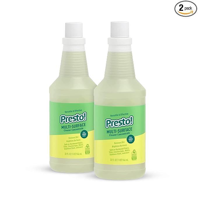 Amazon Brand - Presto! Multi-Surface Cleaner Concentrate, 2X Concentrated Formula, Lemon Scent, 32 fl oz (Pack of 2)