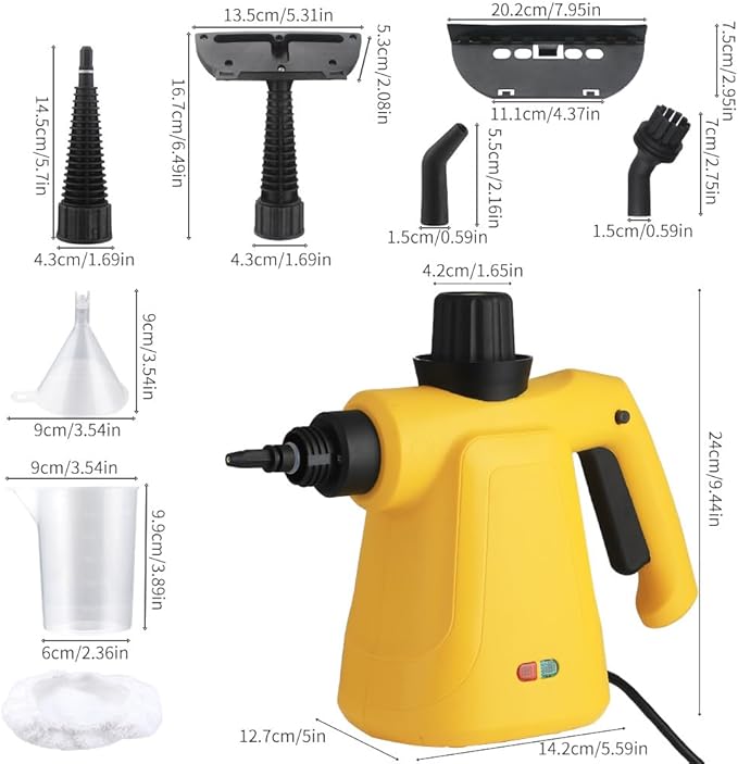 Steam Cleaner, Pressurized Handheld Steam Cleaner for Home with 8 PCS Accessory & Safety Lock, Large Capacity Steam for Cleaning, Car, Bathroom, Shower, Window, Grime, Grease