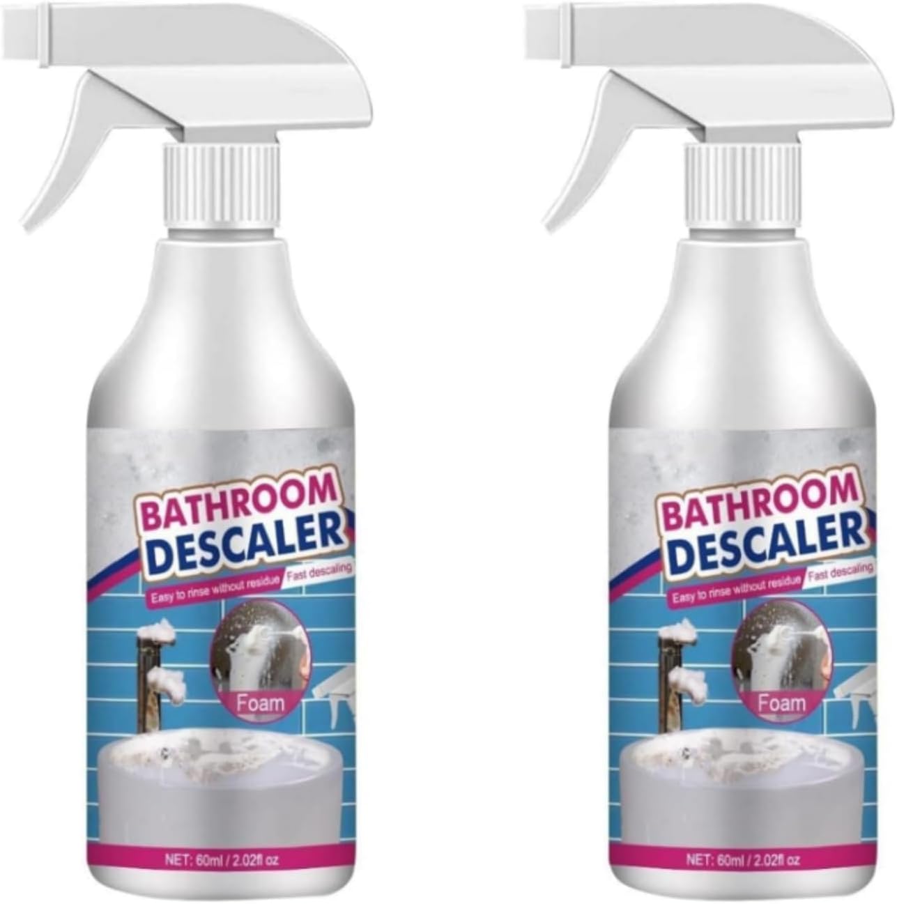 Bubble Cleaner Foam, 2025 Upgrade Bathroom Cleaner Spray Bathroom Cleaner Bath-room Glass Descaler To Tile Faucet Remover Tub Cleaner (2pcs)