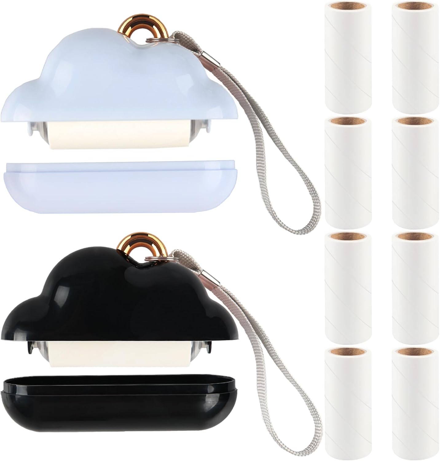 Mini Lint Roller Travel Size, Reusable Pet Hair Remover, Portable Lint Roller for Clothes with 150 Sheets Refillable (Blue&Black)