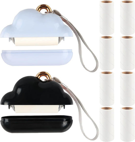 Mini Lint Roller Travel Size, Reusable Pet Hair Remover, Portable Lint Roller for Clothes with 150 Sheets Refillable (Blue&Black)