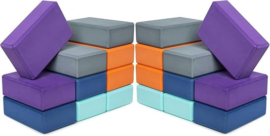 Hello Fit 3" Yoga Block, 20 Pack Bulk EVA Foam Yoga Blocks, Firm and Supportive Yoga Brick, Balance Foam for Stretching, Pilates, and Workout, 3" x 6" x 9"
