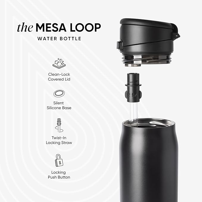 Simple Modern Mesa Loop Water Bottle with Straw | 24oz Cup Holder Friendly Insulated Stainless Steel Bottles for Travel, Sports and School | Cashew