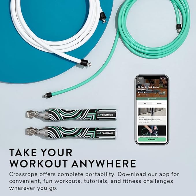 Crossrope Get Lean Set - Weighted Jump Rope- 1/4 LB and 1/2 LB Ropes - Slim Handles