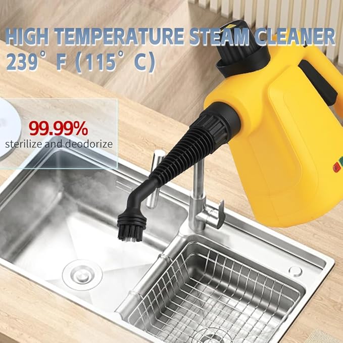 Steam Cleaner, Pressurized Handheld Steam Cleaner for Home with 8 PCS Accessory & Safety Lock, Large Capacity Steam for Cleaning, Car, Bathroom, Shower, Window, Grime, Grease