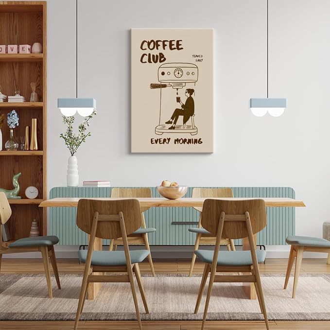Served Daily Every Morning Sign Wall Art Funny Coffee Club Canvas Print Poster Vintage Kitchen Minimalist Painting Aesthetic Pictures Decor for Cafe Station Bar Cart Bedroom 16x24inch Unframed