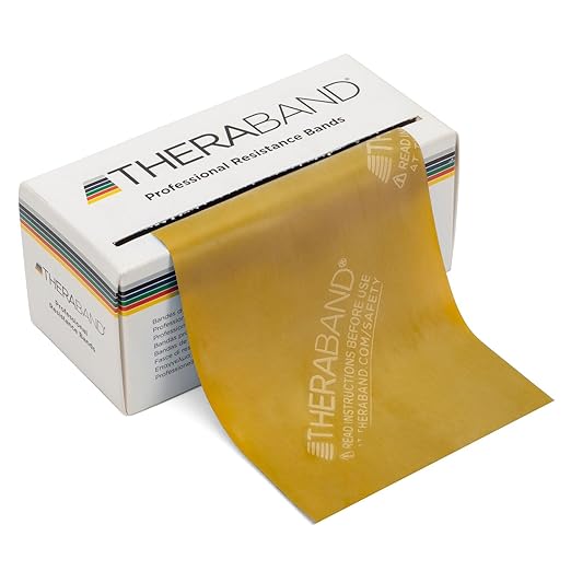 THERABAND Resistance Bands, 6 Yard Roll Professional Latex Elastic Band For Upper Body, Lower Body, & Core Exercise, Physical Therapy, Pilates, At-Home Workouts, & Rehab, Gold, Max, Level 8