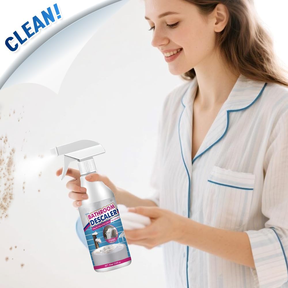 Bathroom Descaler Foam Cleaner, 2025 Upgrade Multipurpose Stubborn Stains Cleaner for Shower Room Glass Sink Toilet 100ml (3)