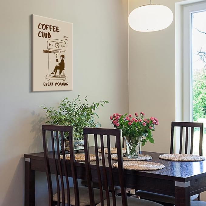 Served Daily Every Morning Sign Wall Art Funny Coffee Club Canvas Print Poster Vintage Kitchen Minimalist Painting Aesthetic Pictures Decor for Cafe Station Bar Cart Bedroom 16x24inch Unframed