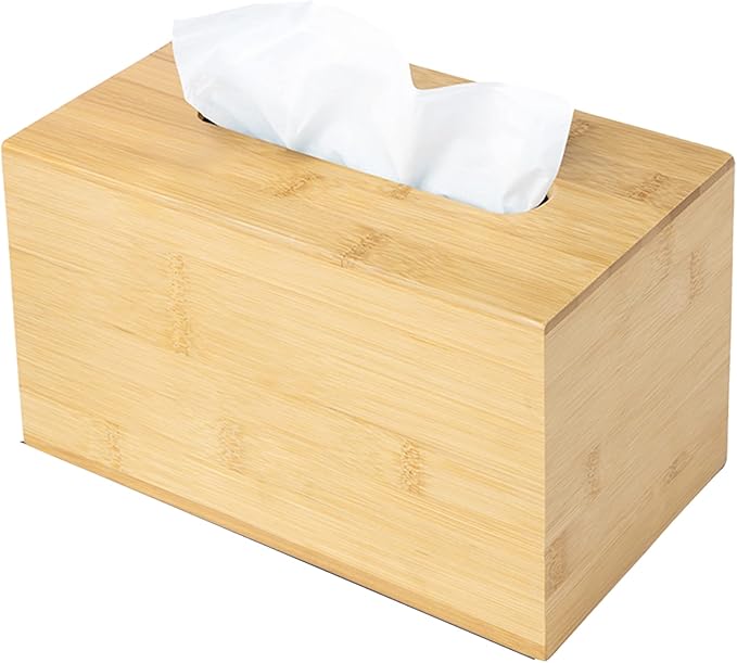 JUSK Design Tissue Box Holder - Modern, Minimalist, and Durable Wooden Tissue Box with Sliding Bottom, Easy-Refill- Premium-Quality Bamboo Tissue Box Cover, Fits 230-Count Box, Tall Rectangular