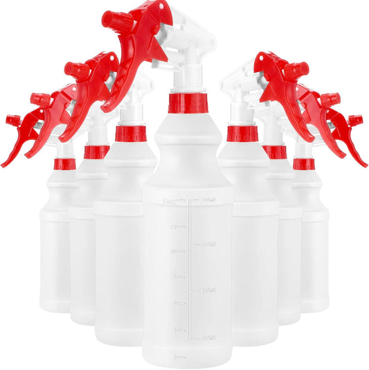 10 Pack Spray Bottles 16 oz Empty Water Spray Bottles for Cleaning Heavy Duty Refillable Squirt ‌Container with Measurements Adjustable Nozzle for Household Industrial (Red,Delicate Style)