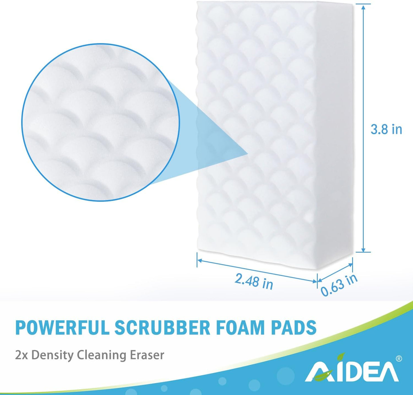 AIDEA Magic Sponges Cleaning Eraser, 2X Density Stronger Sponge for Household, Powerful Scrubber Foam Pads, Multi-Surface Cleaning Supplies for Kitchen, Furniture, Bathroom, Sink, Wall, 96 Pads