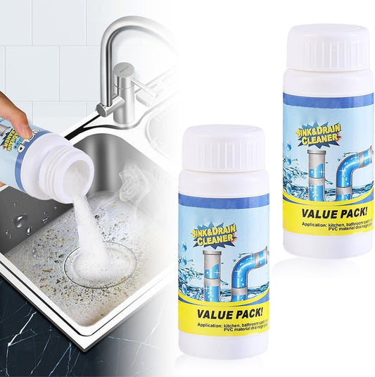 Sink and Drain Cleaner, 2026 New Sink Drain Cleaning Powder, Multi-functional Pipe Unclogging Solution for Kitchen and Bathroom, Fast Acting Clog Remover for Home Users (2pcs)