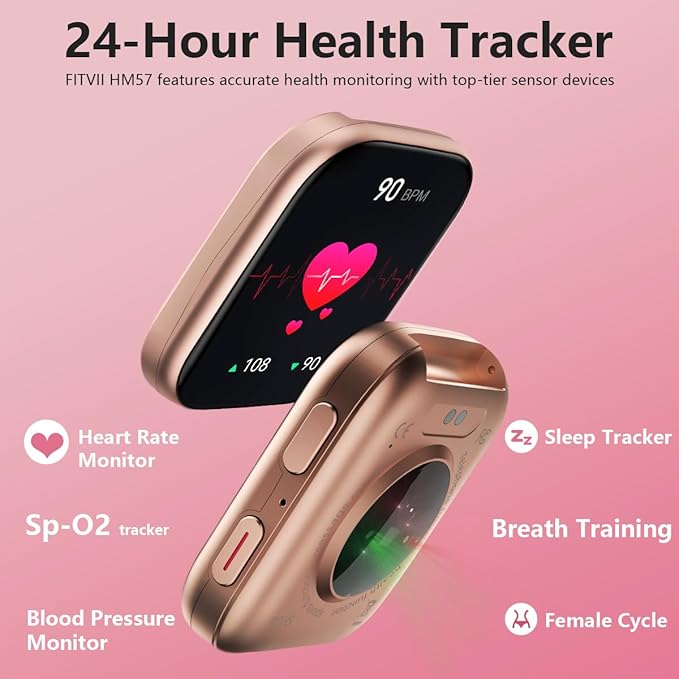 FITVII Health & Fitness Tracker (Answer/Make Calls), Smart Watch with 24/7 Heart Rate and Blood Pressure, Sleep Tracking, Blood Oxygen Monitor, 120+ Sport Mode Activity Tracker (Blush Pink, 1.85)