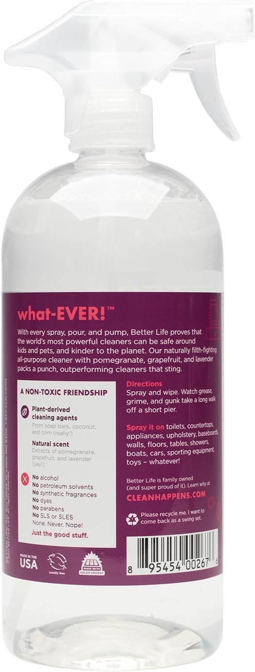 Better Life All Purpose Cleaner - Multipurpose Home and Kitchen Cleaning Spray for Glass, Countertops, Appliances, Upholstery- Multi-surface Spray Cleaner - Currant and Citrus, 32oz (Pack of 1)
