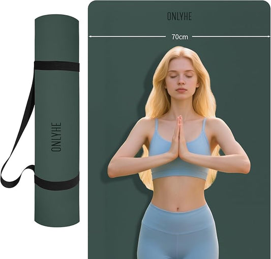 Yoga Mat Extra thick 8mm Exercise mat, Soft Lightweight TPE Fitness Mat with strap, High Elasticity, Anti-fatigue,non-slip mat for Women, Yoga, Camping, Travel, Gym & Outdoor | 72"L x 0.32"Th