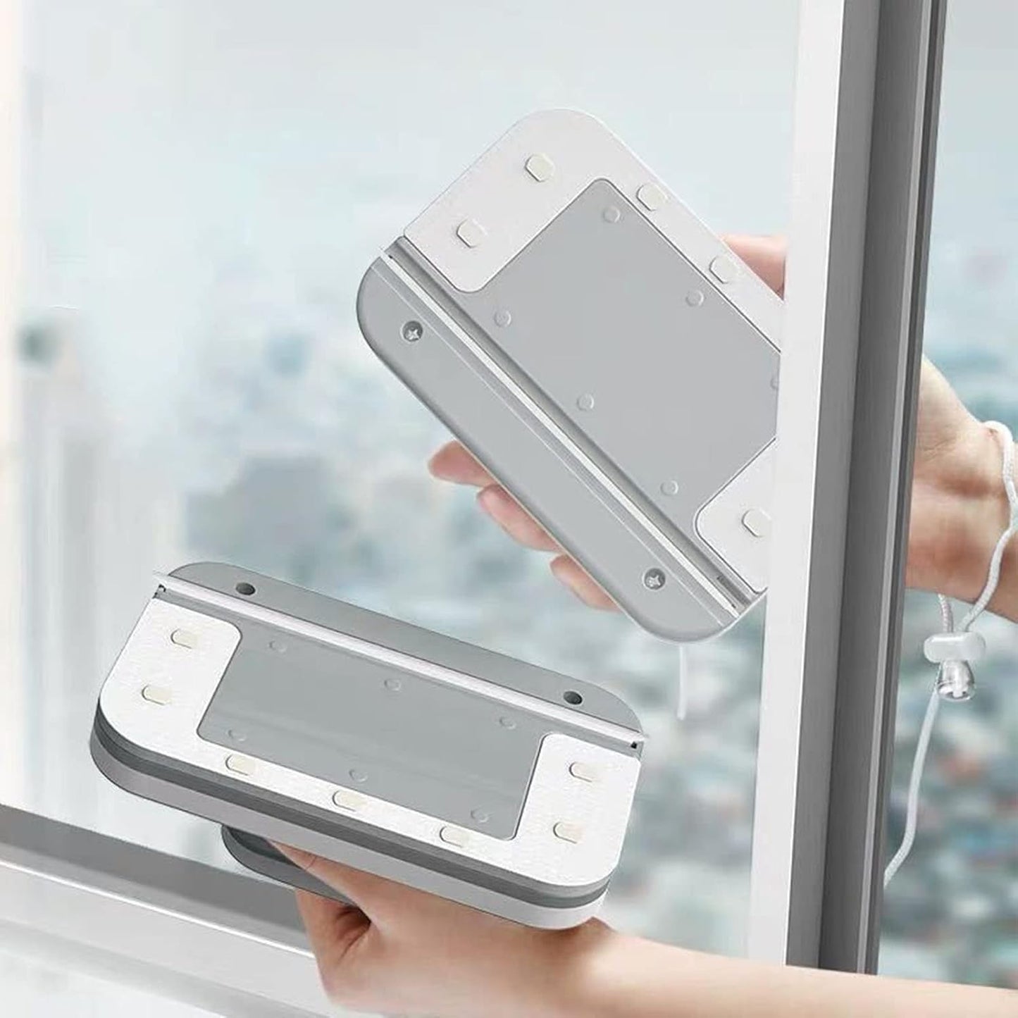 Ejoyous Cleaner Tool, Magnetic Window Cleaner, Large Handle Double Sided High Safety Sturdy Plastic Window Cleaning Tool for 3 to 10mm Glasses