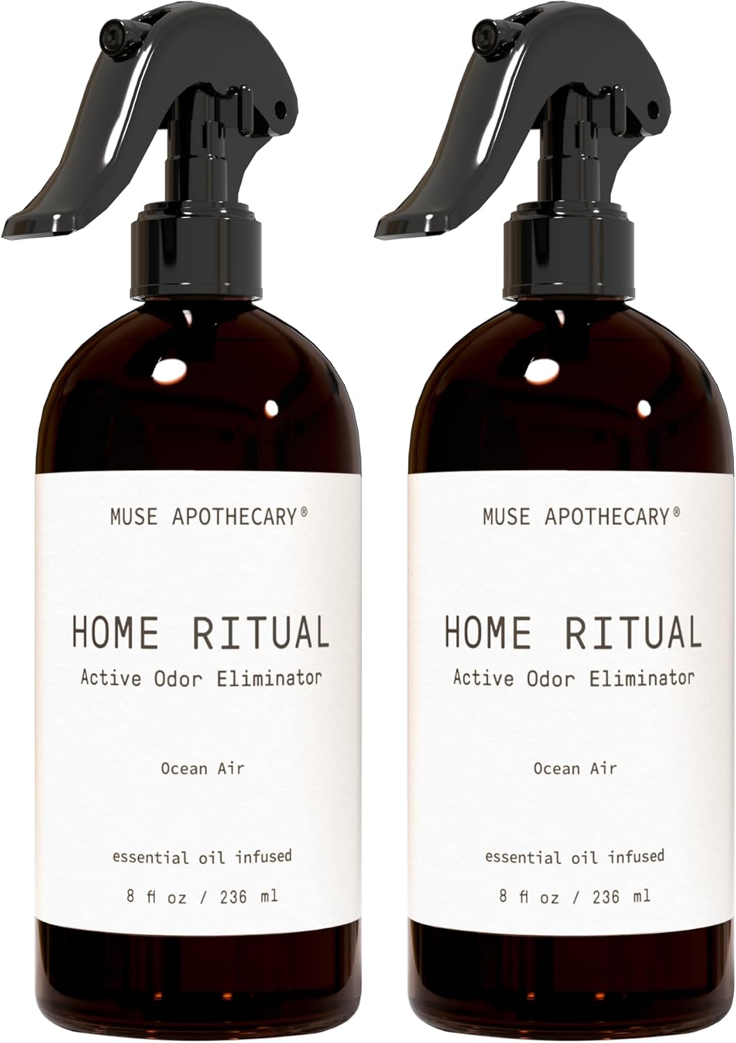 Muse Apothecary Home Ritual Active Odor Eliminator Spray - Furniture Deodorizer Spray & Bathroom Odor Eliminator for Home - Essential Oil Air Freshener - 8oz, Ocean Air